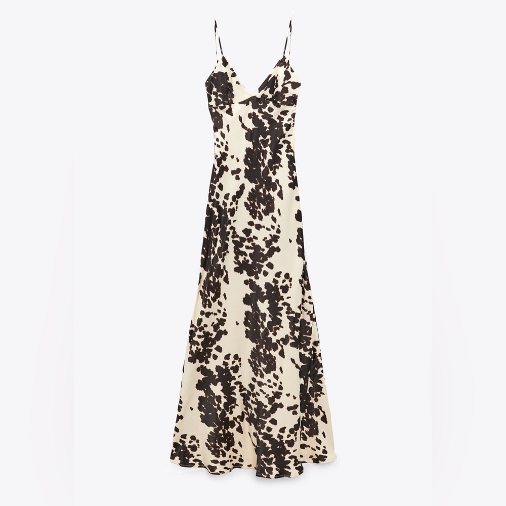 Zara Satin Effect Print Dress